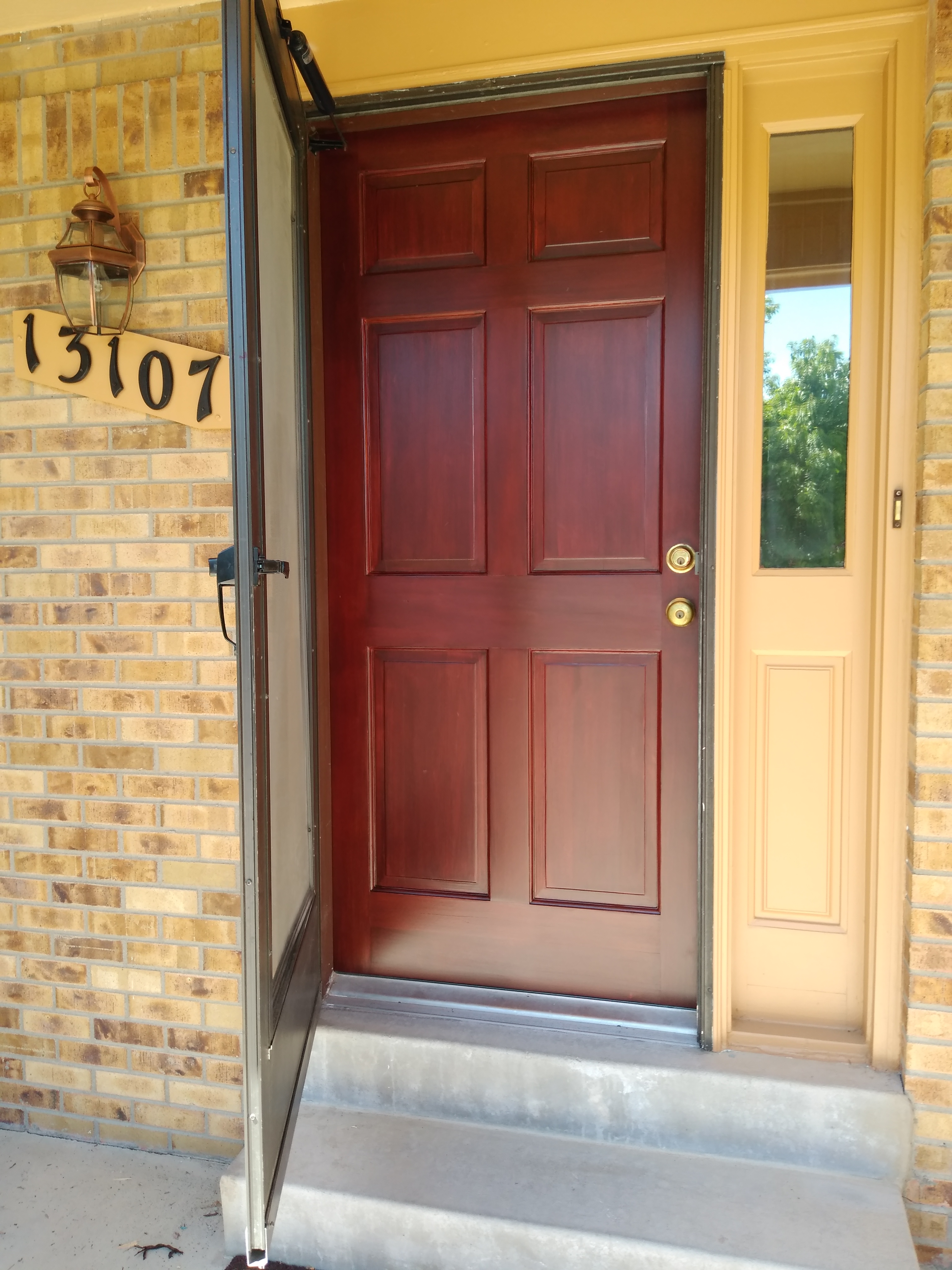 Completed entry door refinish project detail