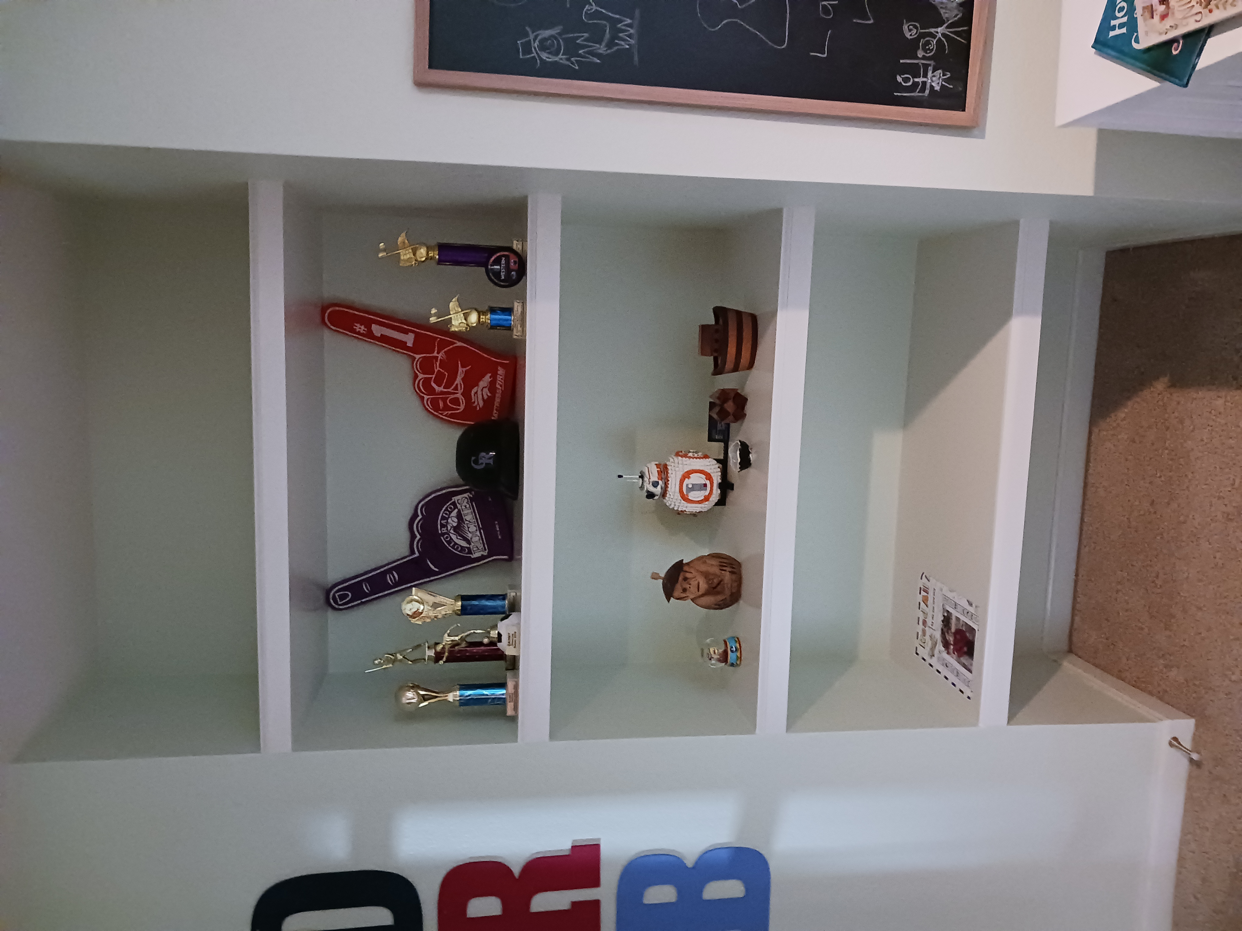 Built-in floating shelves with a fresh painted finish